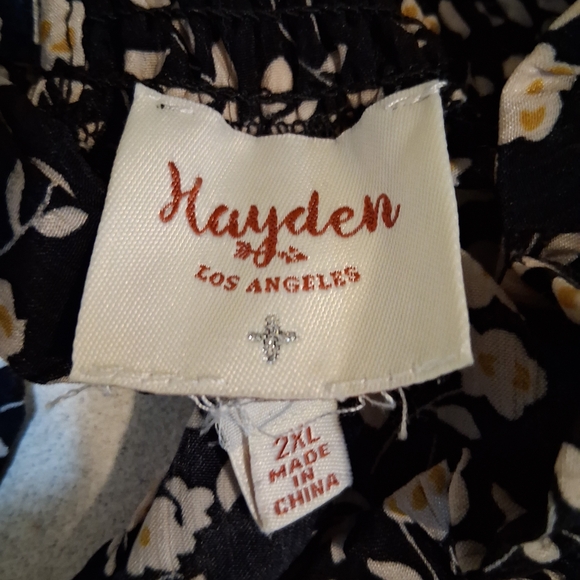 Hayden Los Angeles Elegant Black and White Floral Dress 2XL Cottagecore Tiered - Picture 9 of 15